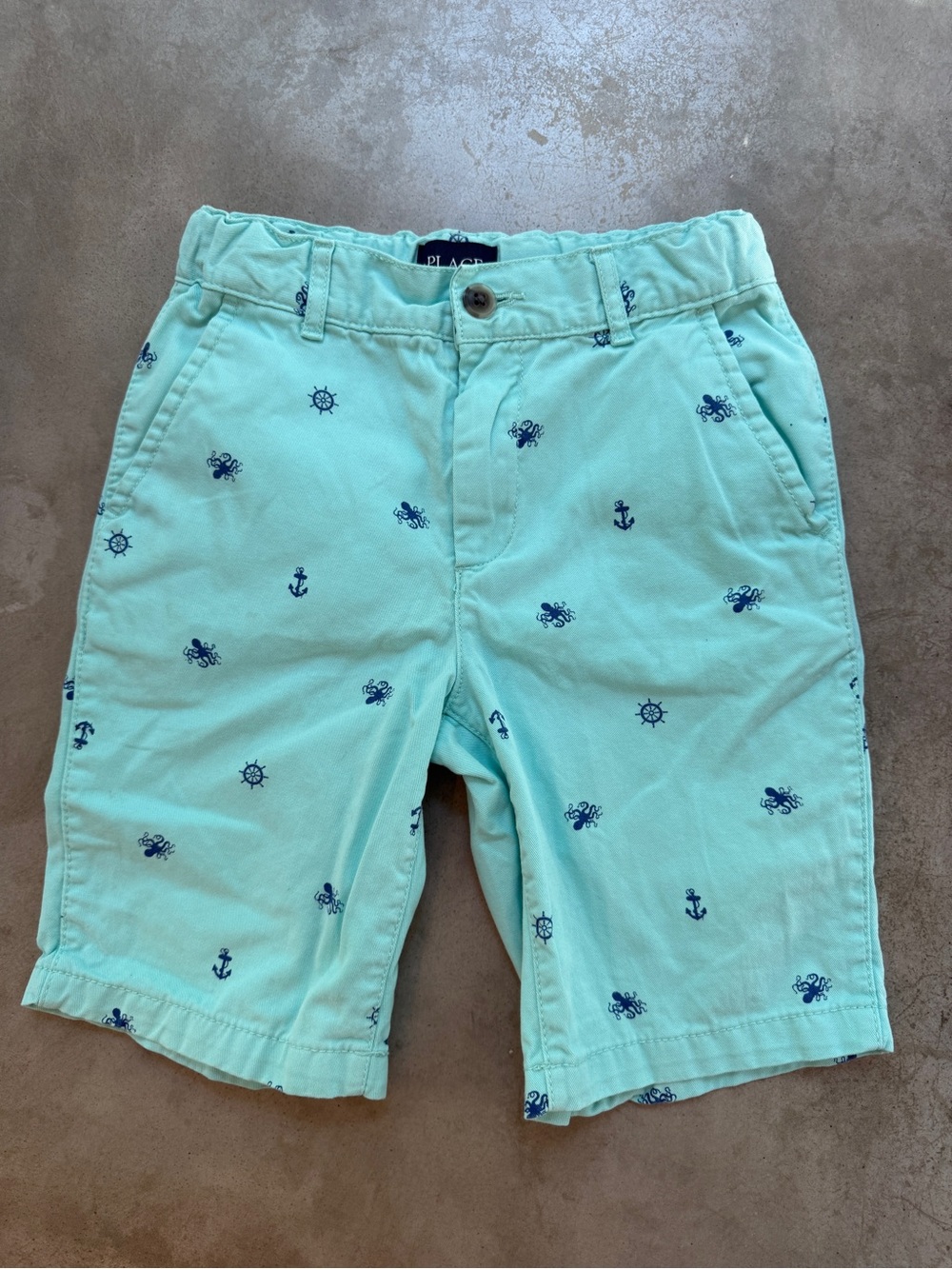 Place Mint Shorts with Navy Nautical Embroidery